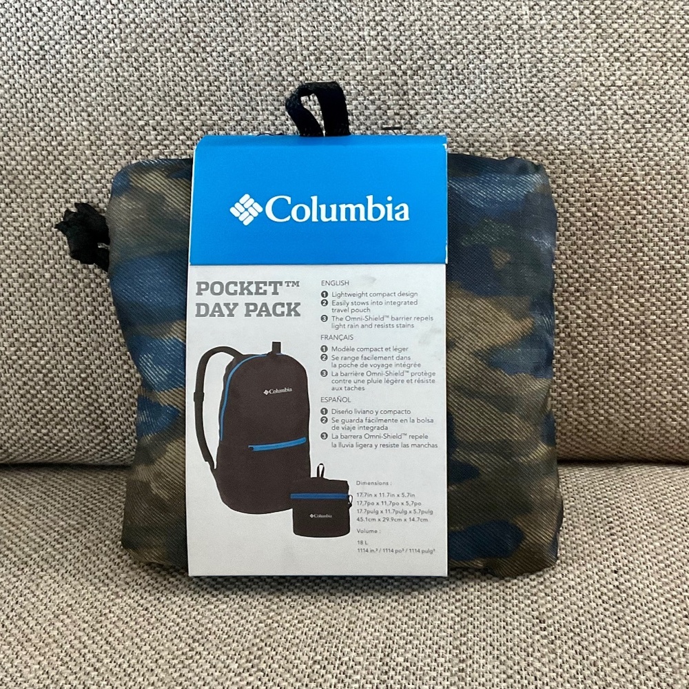 COLUMBIA POCKET DAYPACK Camo Lightweight Packable NIB New Unused